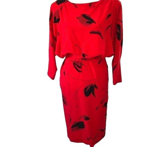 On The Rocks Dress Size 3 Juniors Womens Vintage Red Black Elastic Waist Belt - Picture 1 of 13